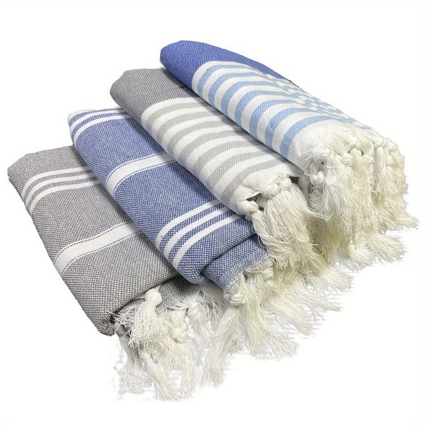 1 Pack Of Color Striped T??rkiye Bath Towel Beach Towel Thickened Absorbent Adult Bath Towel Beach Towel