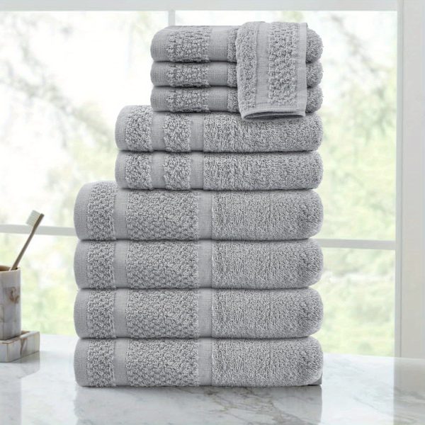 10-Piece Luxurious Bath Towel Set - Ultra Soft, Absorbent, and Durable for Long-Lasting Comfort - Grey Color, Perfect for Bathroom Essentials