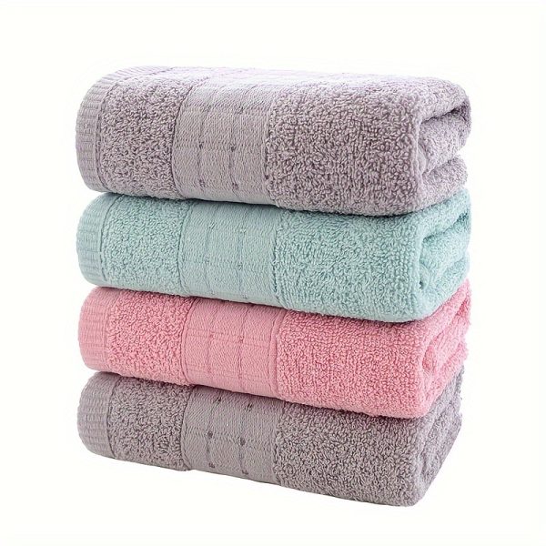 4-Piece Bath Towel Set, 100% Polyester Knit Fabric, Ultra Soft and Absorbent, Adult Size, 380 GSM Weight