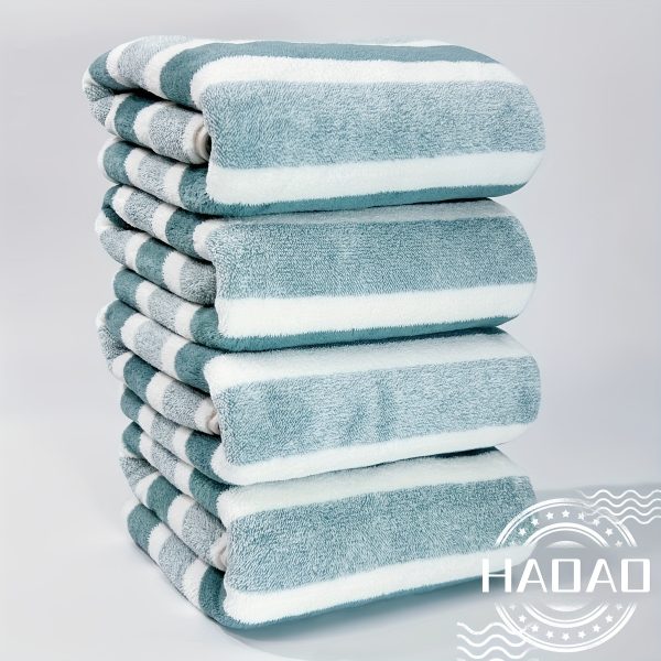 4-Piece Luxurious Striped Bath Towel Set - Ultra-Absorbent, Quick-Drying, Super Soft, Skin-Friendly, and Gentle on Skin - Ideal for Home Bathroom, Family Essentials, and Daily Showering Needs