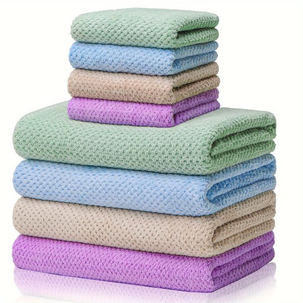 Microfiber Bath Towels 4 Colors for Shower Pool Beach Bathroom Super Absorbent Soft Quick Dry Lightweight, Plush 4 Bath Towels and 4 Hand Towels