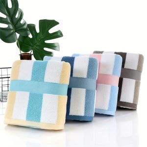 1pc Oversized And Ultra Soft Striped Bath Towel, Hotel Hot Spring Bath Towel, Cotton Bath Towel, Beach Towel, Large Towel For Home Use