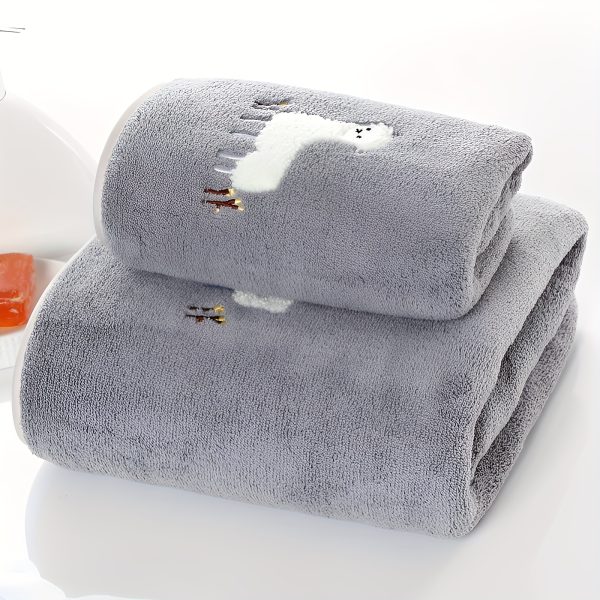 2pcs Soft & Plush Alpaca Bath Towel Set - Ultra Absorbent, Skin-Friendly, Quick-Drying, Hand Wash Only - Perfect Gift for Christmas, Halloween, Thanksgiving, New Years, Valentines Day