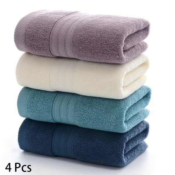 4pcs Ultra-Soft & Absorbent Cotton Towel Set - Perfect for Bath, Hands, Face, Gym & Spa - Modern Geometric Design, Hand Wash Only